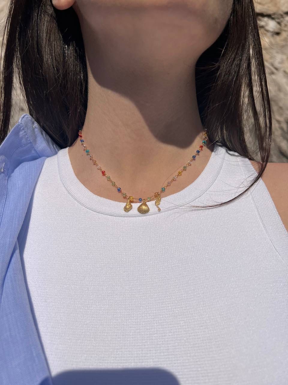 Collana Collier Catenina con Sfere Di Nucleo Perla Rosso 45cm Collana Collier Catenina con Sfere Di Nucleo Perla Rosso 45cm